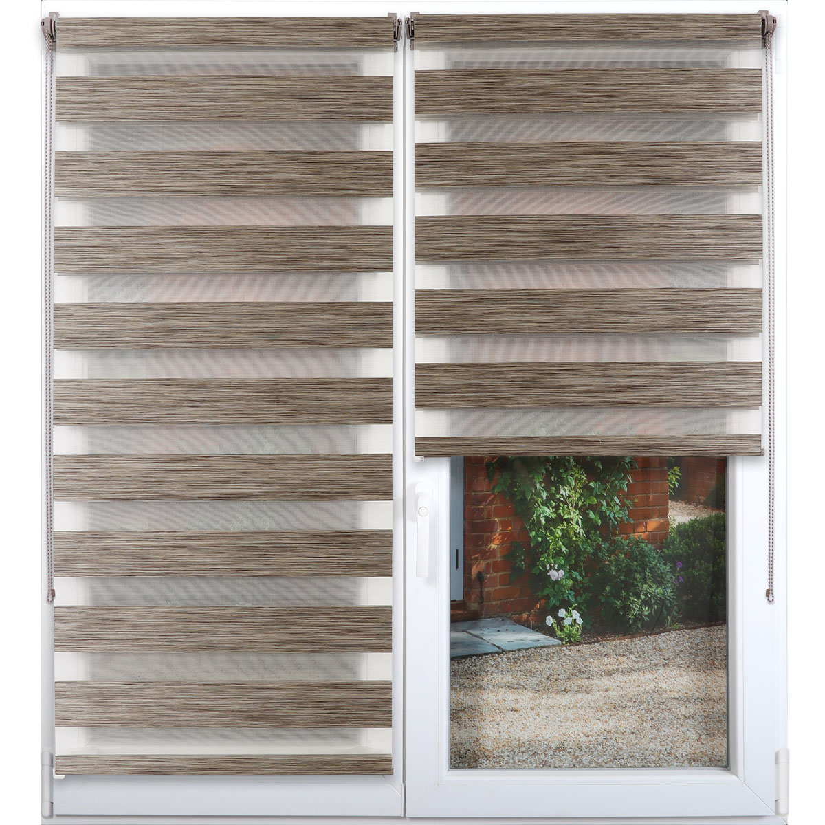 Estore em tecido translúcido castanho 42x180cm