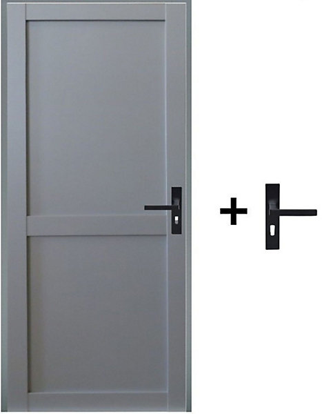Bloc Porte Athena Gris Clair 2 Panneaux H204 X L73 Cm Côte Tableau P.gauche,poignee Gd Menuiseries
