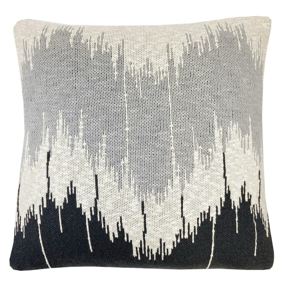 VAGUE - Coussin vague tricoté anthracite 50x50