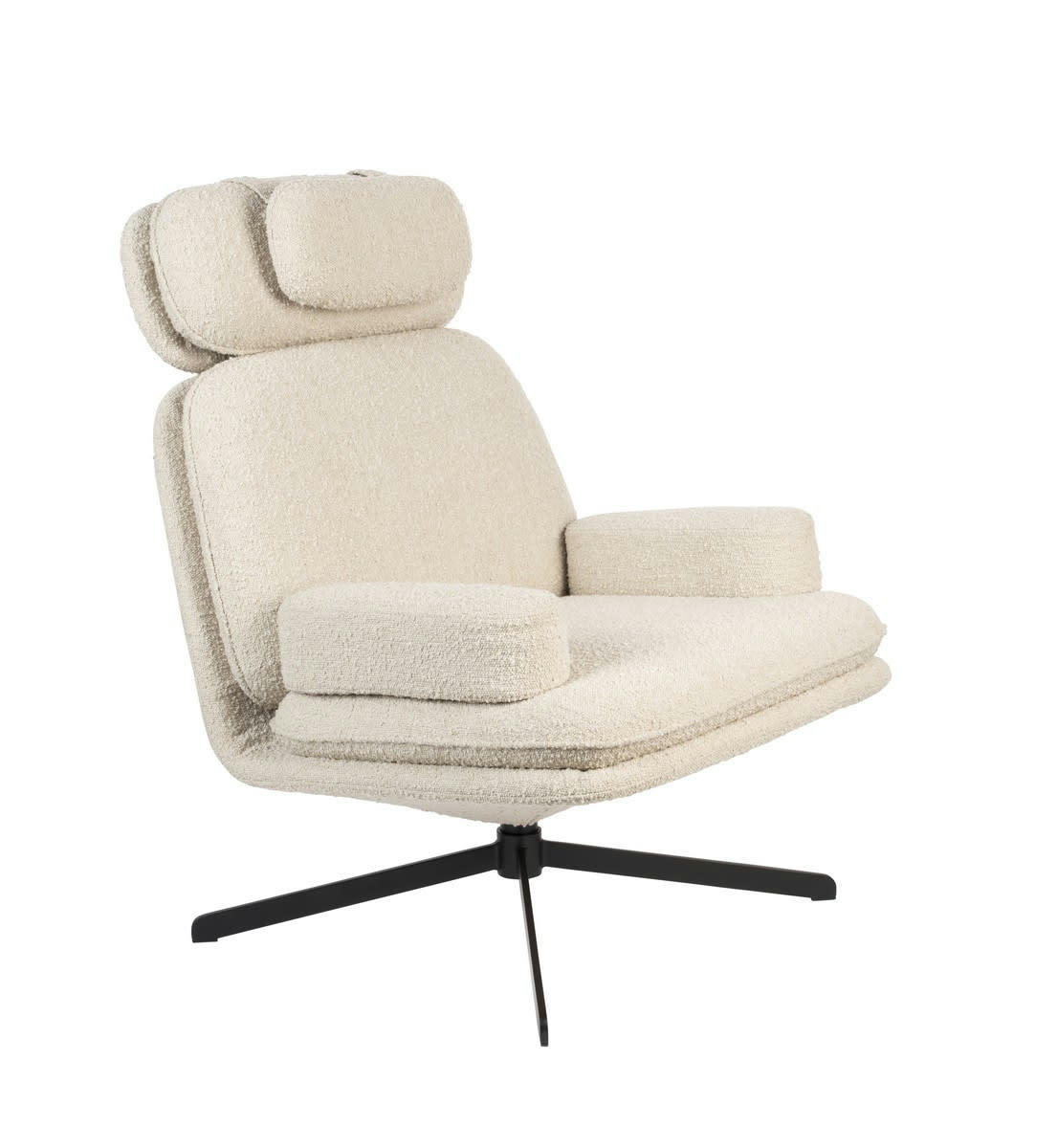 TYLER - Fauteuil en tissu bouclé blanc