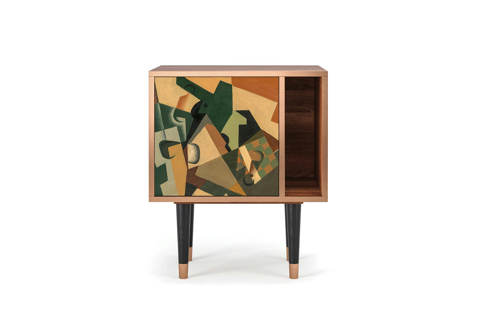 GLASS AND CHECKERBOARD BY JUAN GRIS - Table de chevet multicolore 1 porte L 58 cm