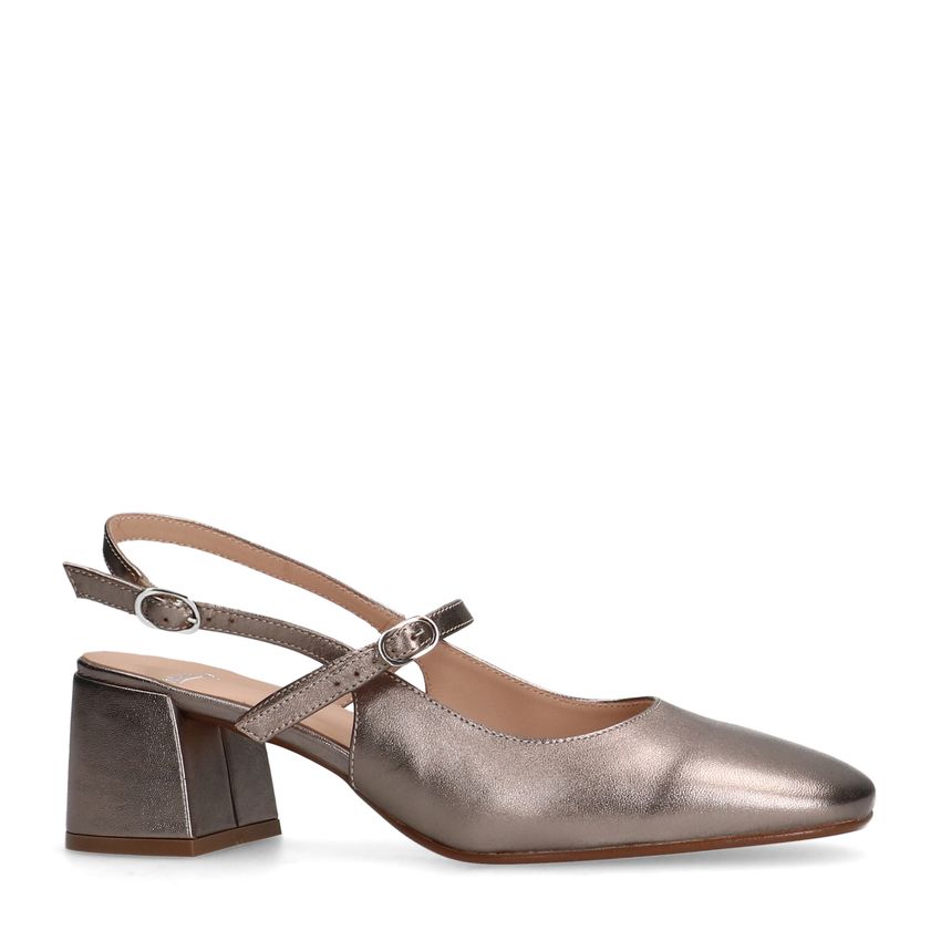 Manfield Metallic leren slingbacks