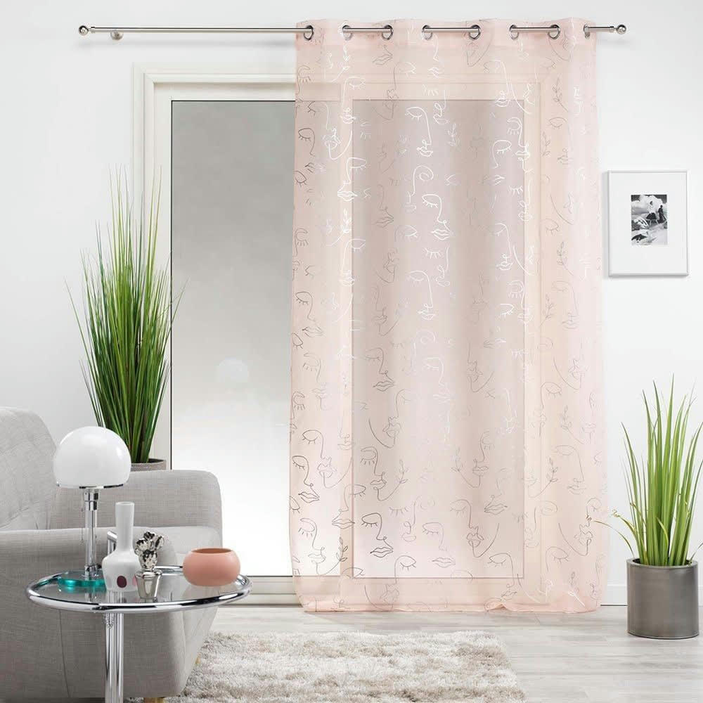 ARTY LINE - Voilage sable métallisé rose argent 140x240cm
