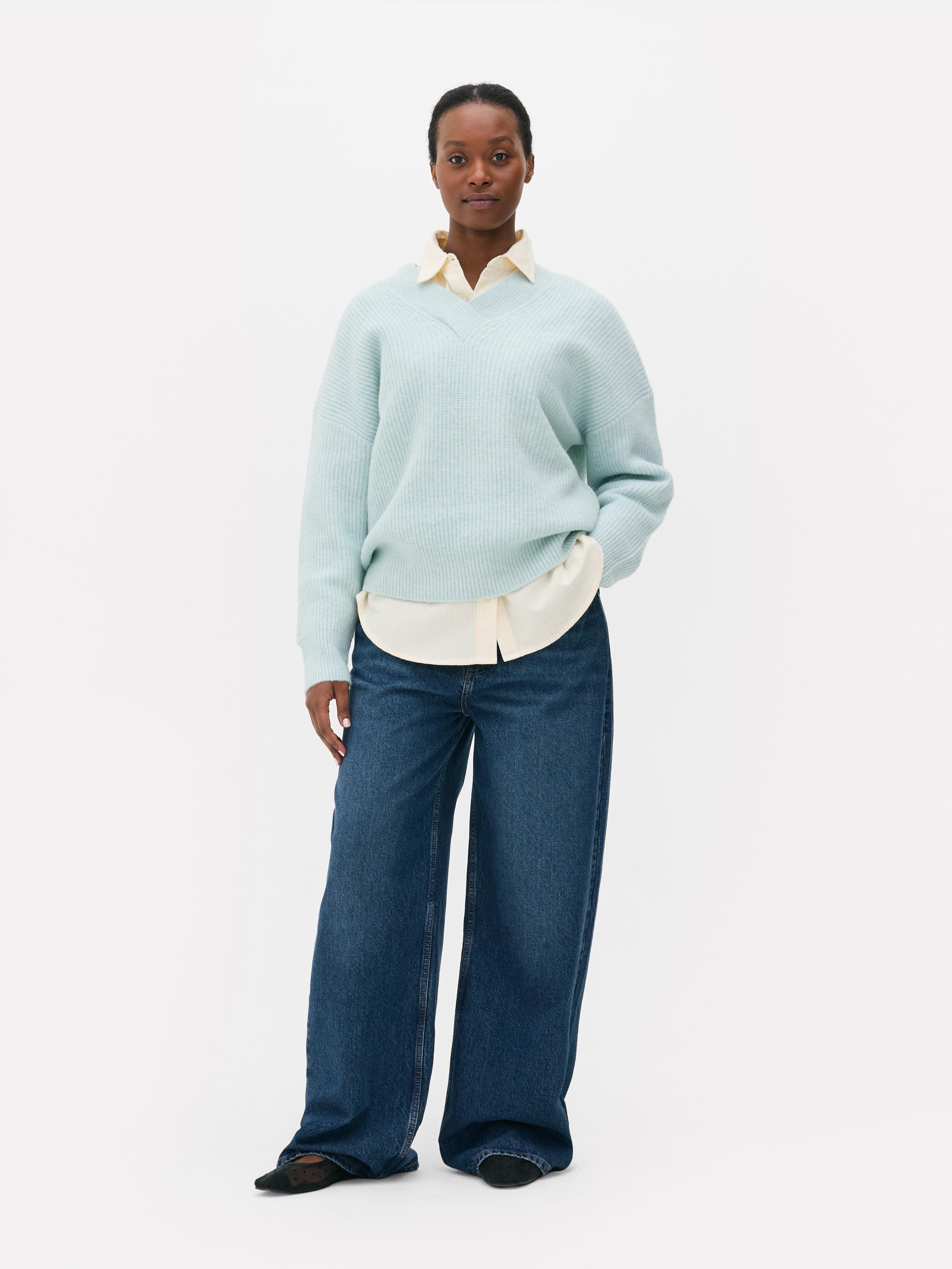 Ribbed V-Neck Sweater