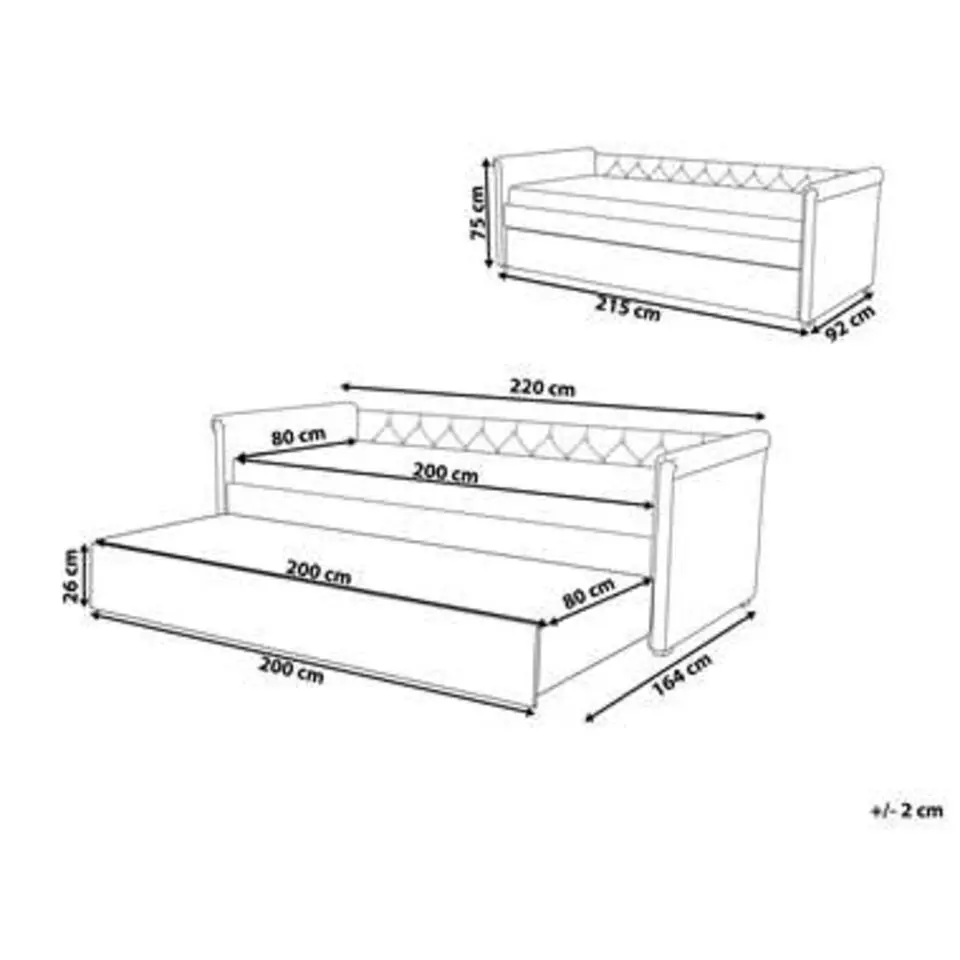 LIBOURNE - Onderschuifbed - Blauw - 80 x 200 cm - Polyester