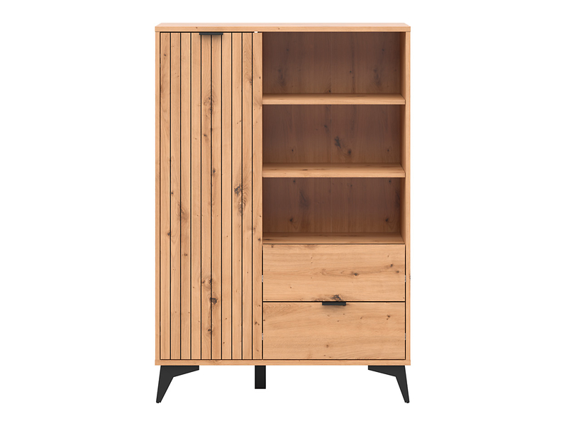Regał Lamea 90 cm z drzwiami 2 szufladami i 2 półkami dąb artisan