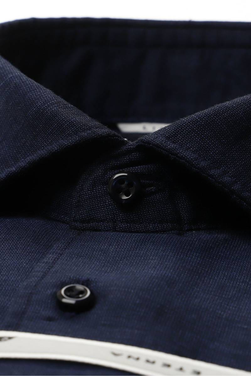 ETERNA 1863 Soft Tailoring Modern Fit Leinenhemd marine, Einfarbig