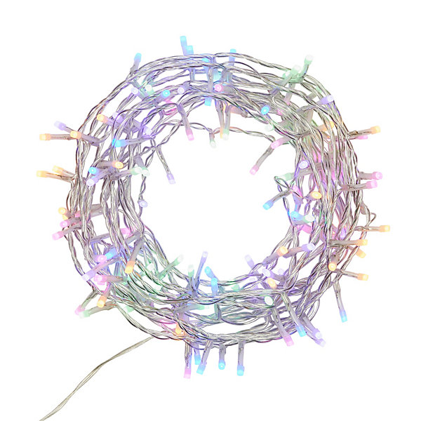 Guirlande lumineuse LED intérieure multicolore câble transparent 8 fonctions 11,14 m