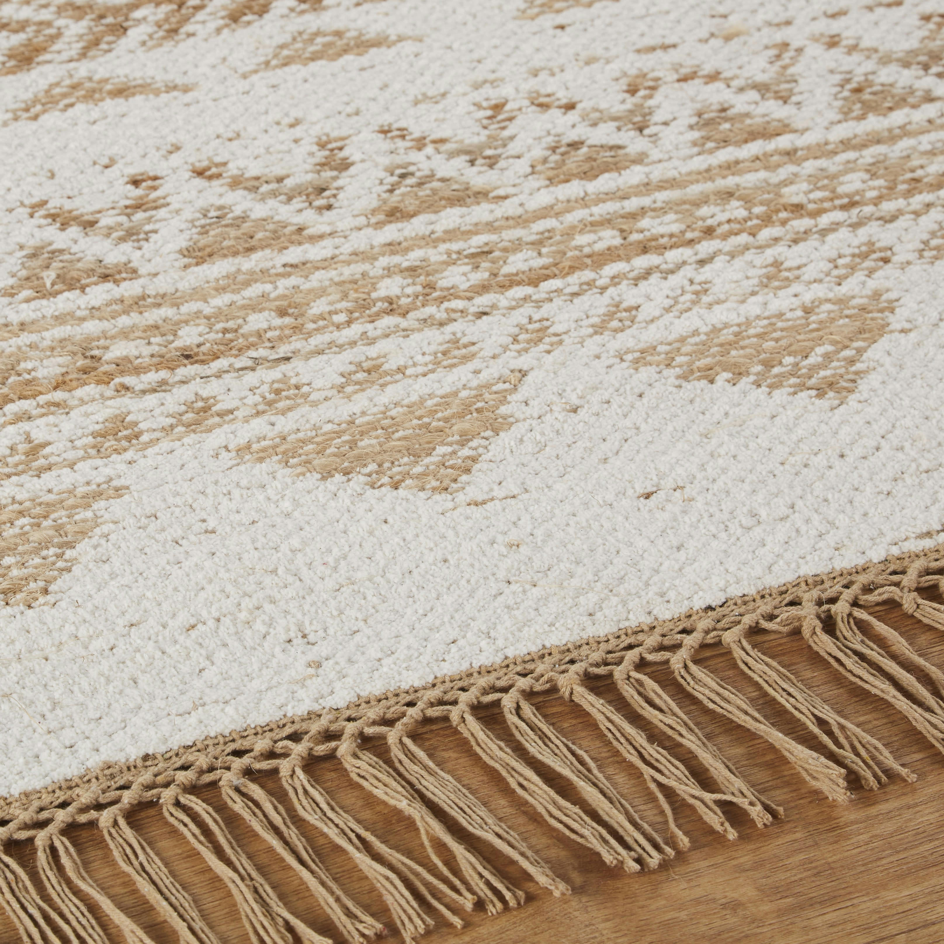 CAYON - Tapis en coton et jute tissés motifs graphiques marron noisette 120x180