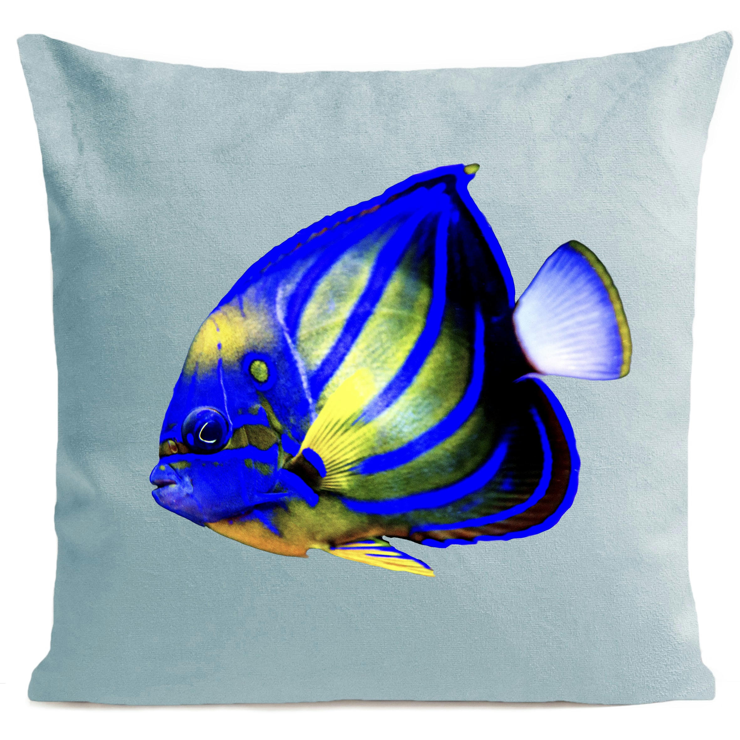 - Coussin bord de mer poisson suédine bleu 40x40cm