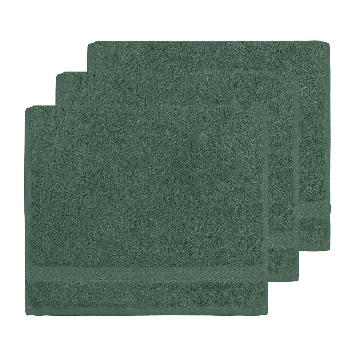 LUXURY - Lot de 3 serviettes invité 550gr/m²  eucalyptus 30x50 cm