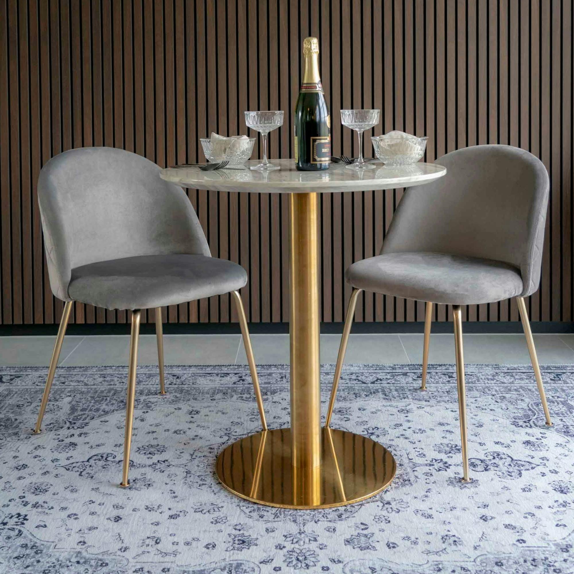 Chaise en velours gris à dossier rond (lot de 2) MONTREUX