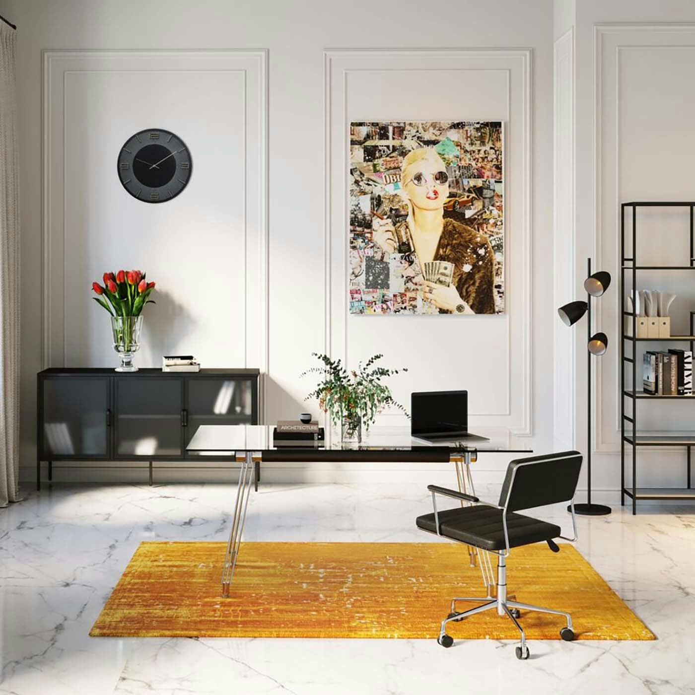 OFFICIA - Bureau en verre et acier chromé