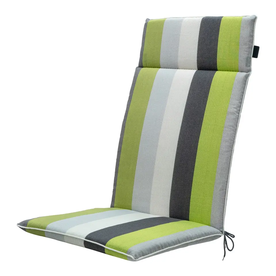 Madison - Tuinstoelkussen Hoge Rug Victoria green - Ca. 120x50 cm - Set van 4