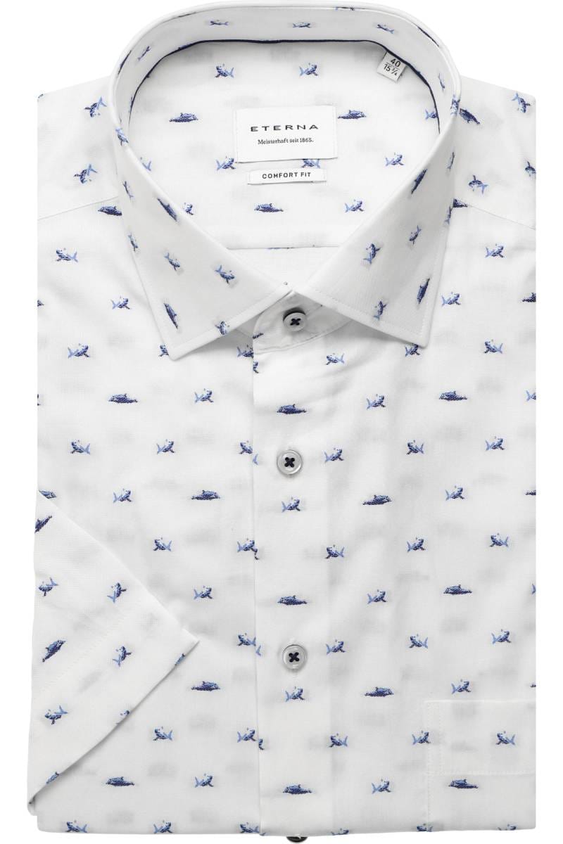 ETERNA Comfort Fit Tencel Hemd blau, Gemustert