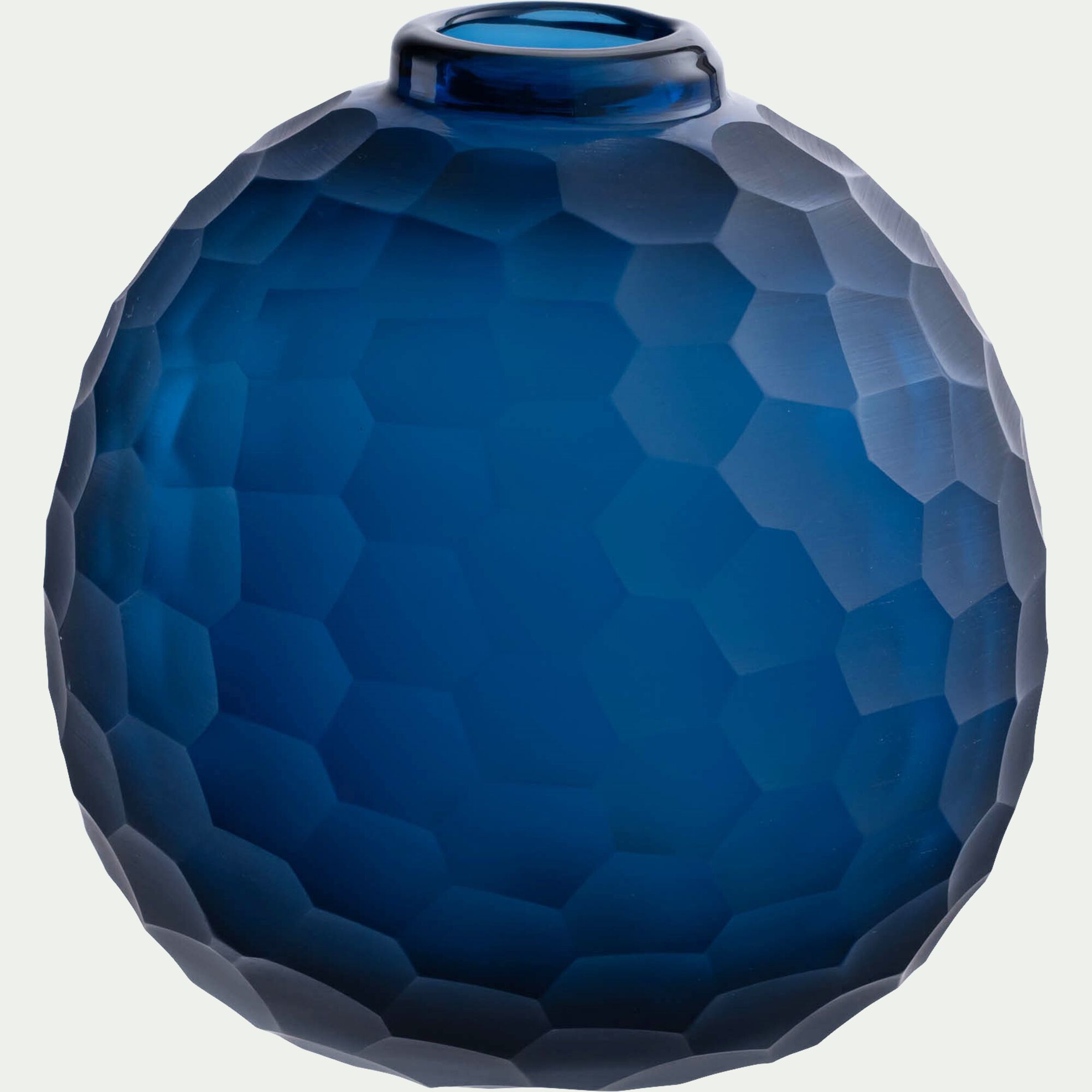 CHALON - Vase boule en verre sodocalcique H15,5cm - bleu