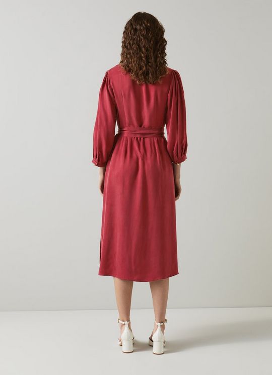 Iris Red Fluid Midi Dress
