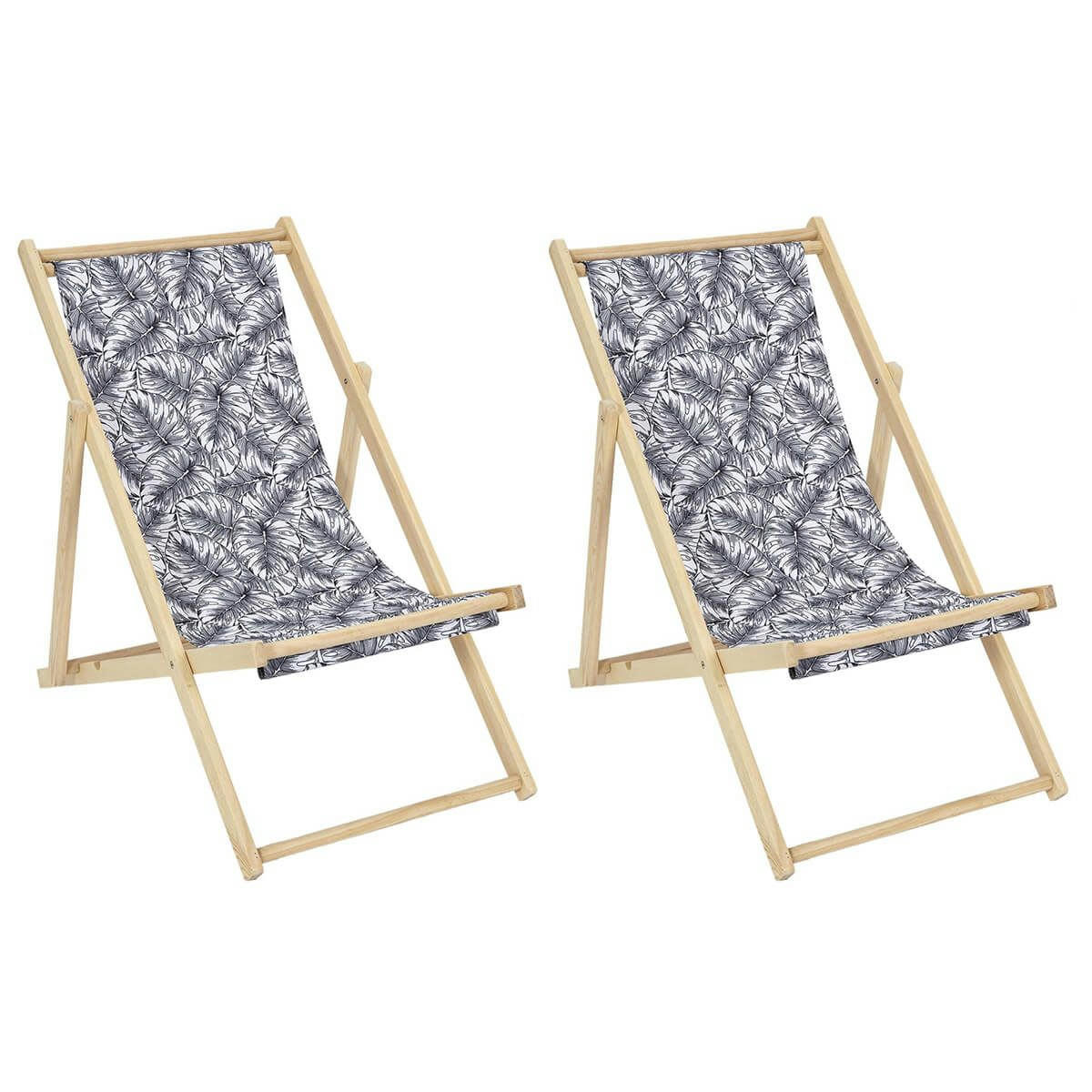 MILIM - Lot  de 2 chiliennes tissu motif feuilles