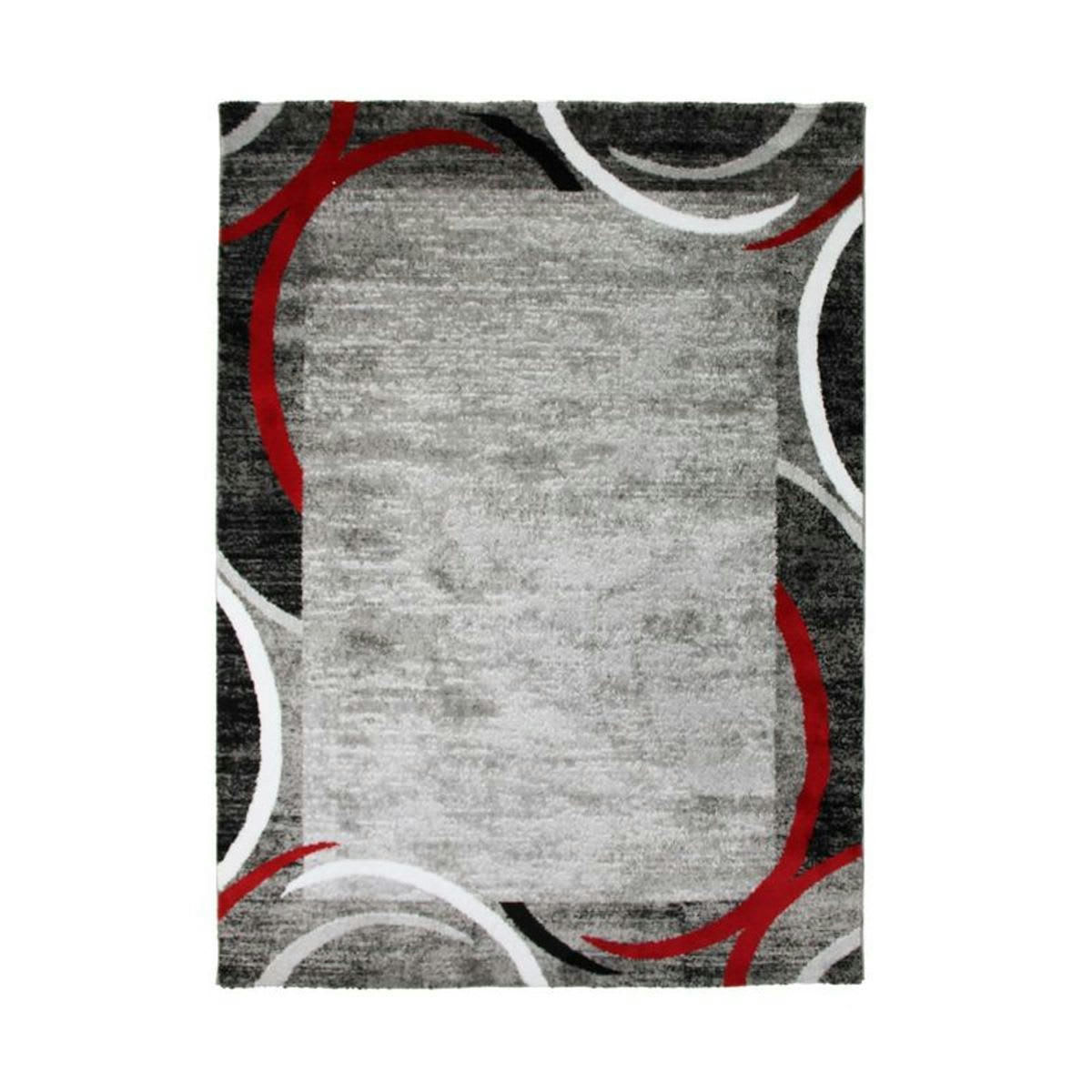 METRO - Tapis à encadré motifs abstraits rouge 240x340
