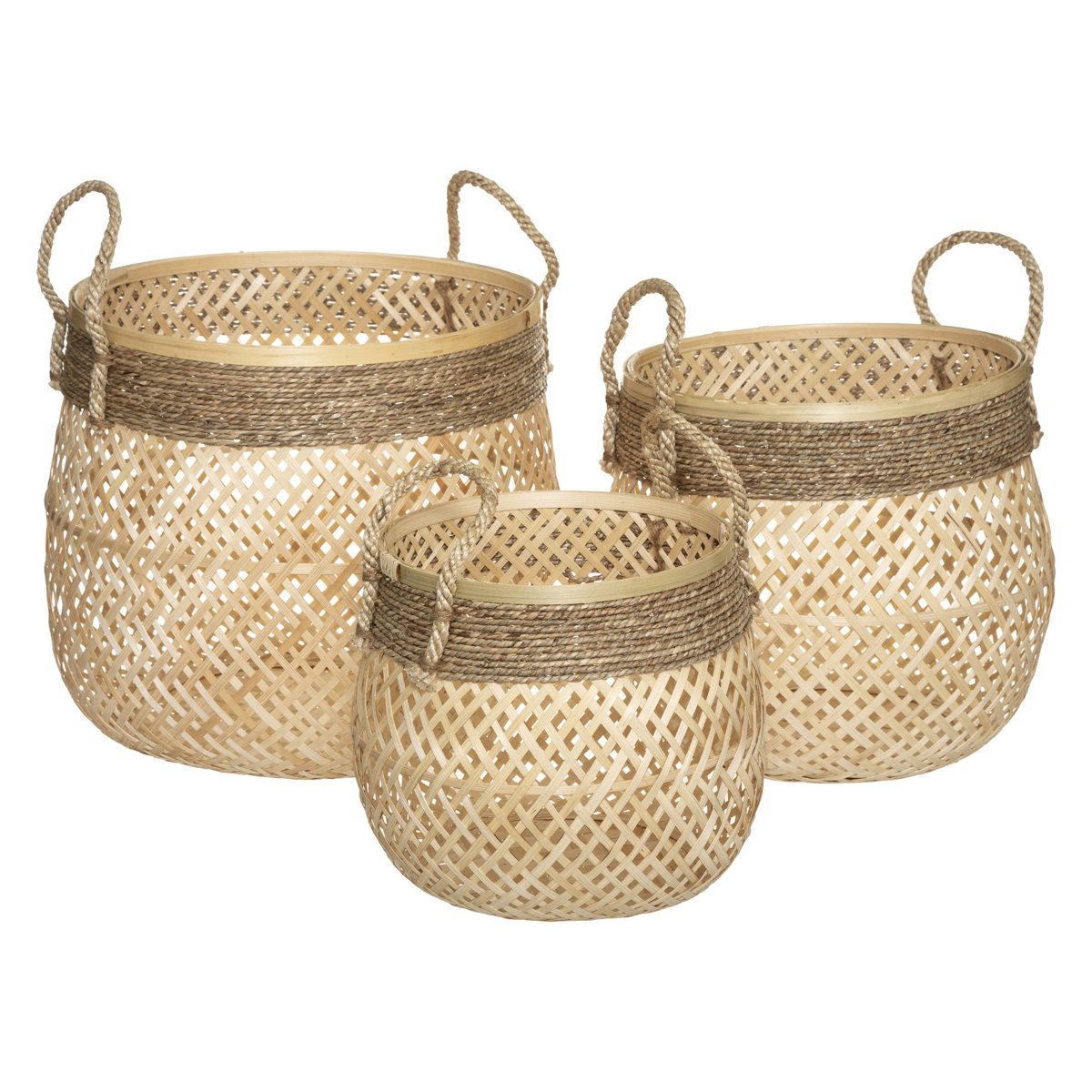 Kosze do przechowywania ROPE, plecionka, 3 sztuki