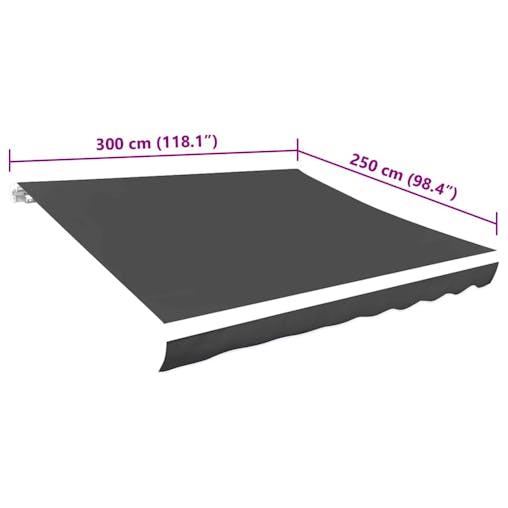 NNEVL Awning Top Sunshade Canvas Anthracite 300x250 cm