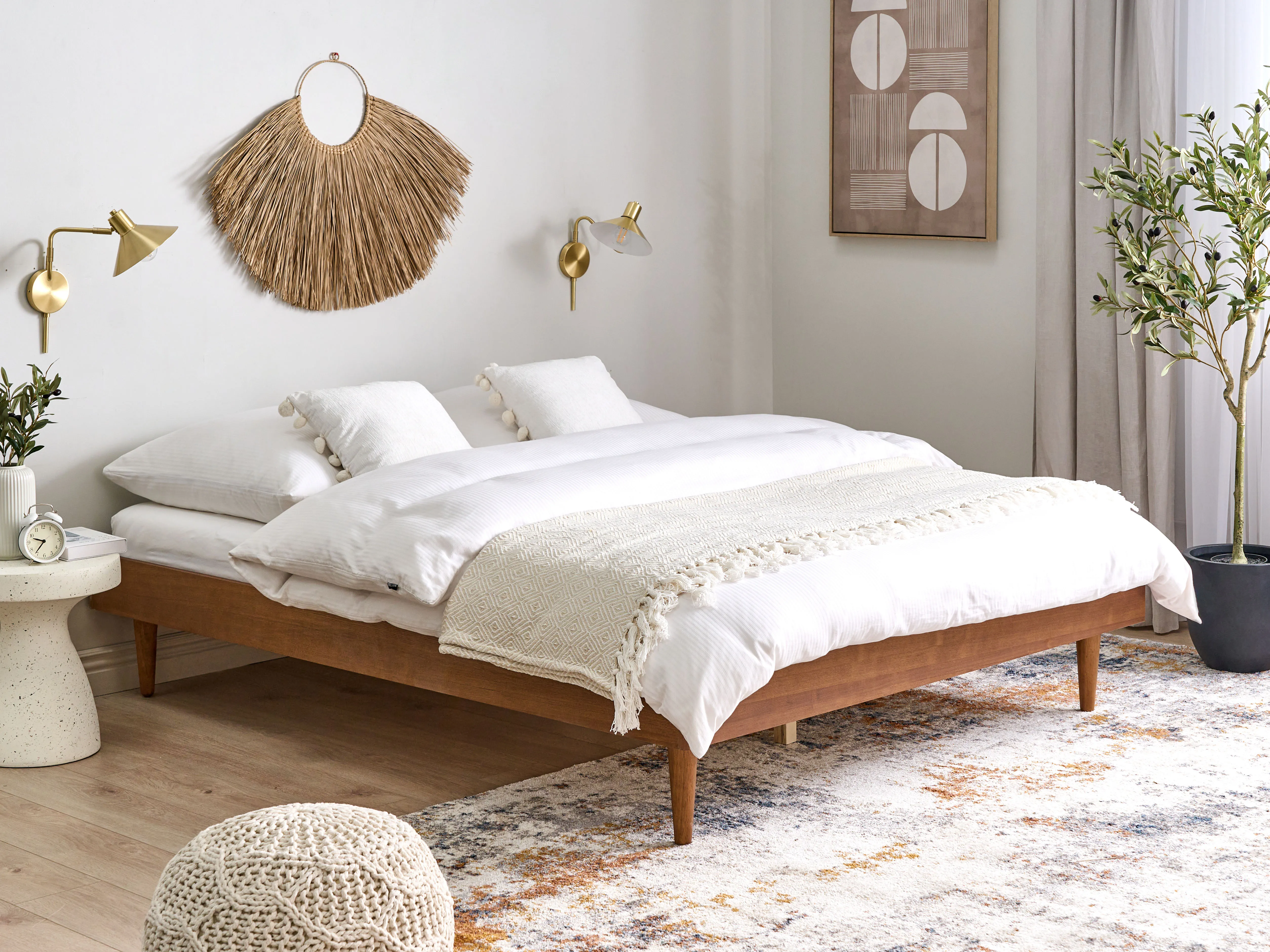 Bed TOUCY 160 x 200 cm (EU King Size) Brown Ash Wood