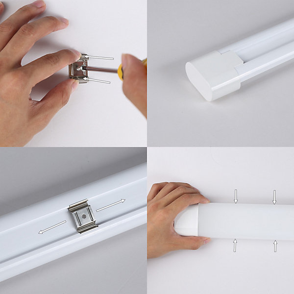 Luminaria linéaire LED 18W 60cm 6000K Blanc froid design compact écran blanc et ouverture de lumière à 180