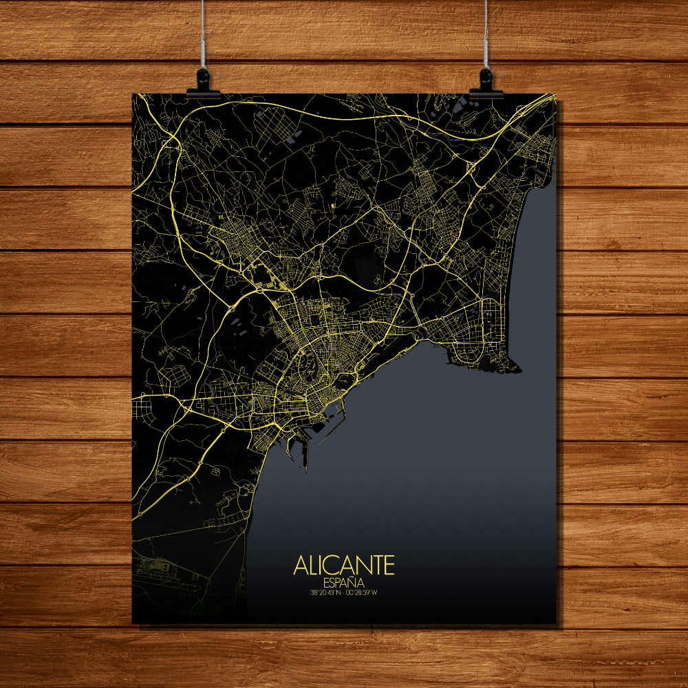 - Affiche Alicante Carte Nuit 40x50