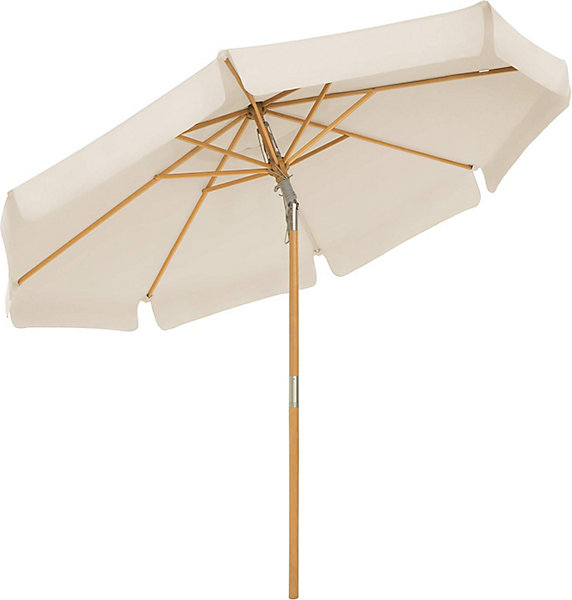 Parasol 2,7 m, Ombrelle octogonal, Protection Solaire, Anti-UV, mât et Baleines en Bois, inclinable, sans Socle