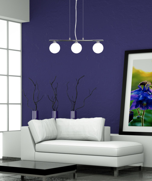Lampa wisząca chromowana-biała RAISA 3xG9x40W wym: 95x55,5x12 cm Candellux