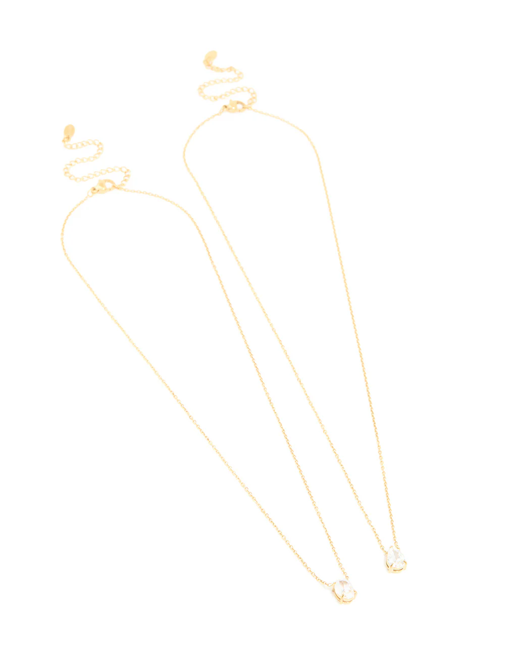 Waterproof Gold Plated Stainless Steel Cubic Zirconia Necklaces 2-Pack