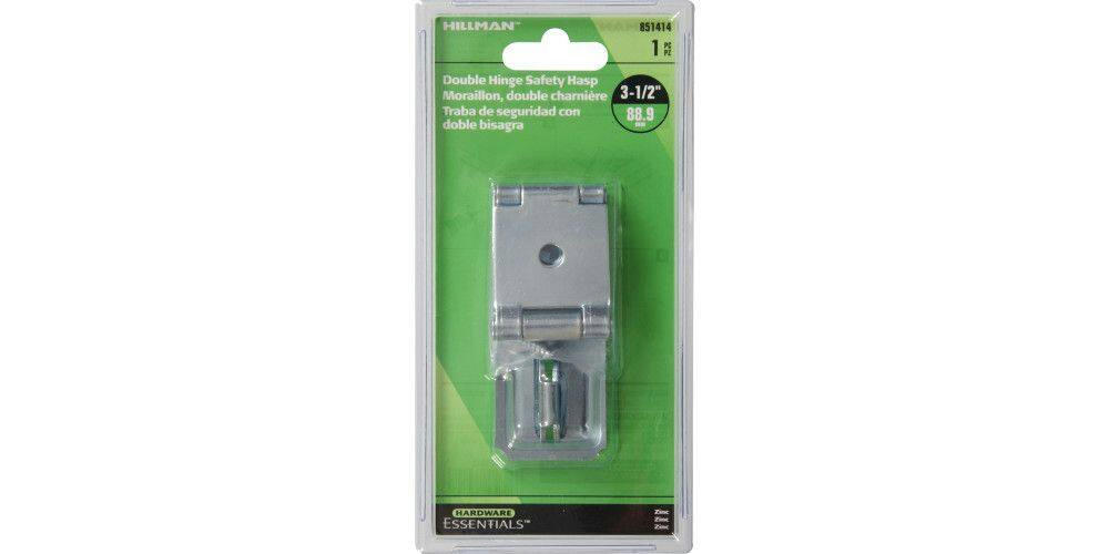 Hillman Fixed Staple Double Safety Hasp, Zinc-Plated, 3-1/2-in