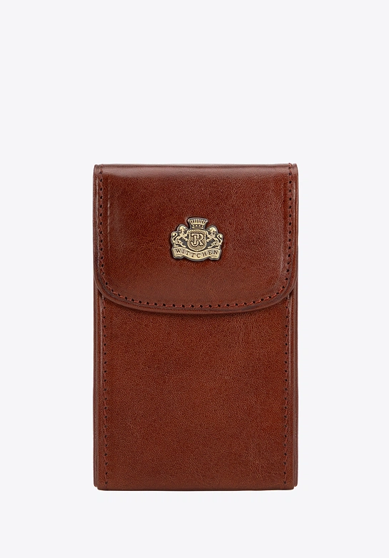 Etui na wizytówki ze skóry licowej jasny brąz