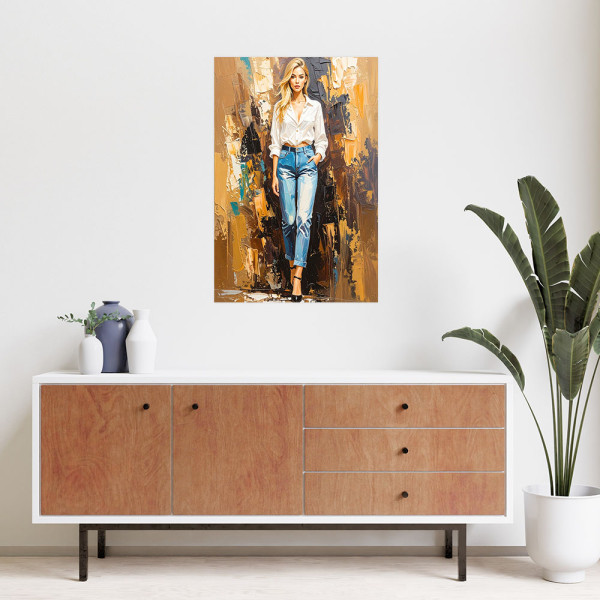 Naklejka samoprzylepna Feeby Piękna dziewczyna w jeansach 20x30