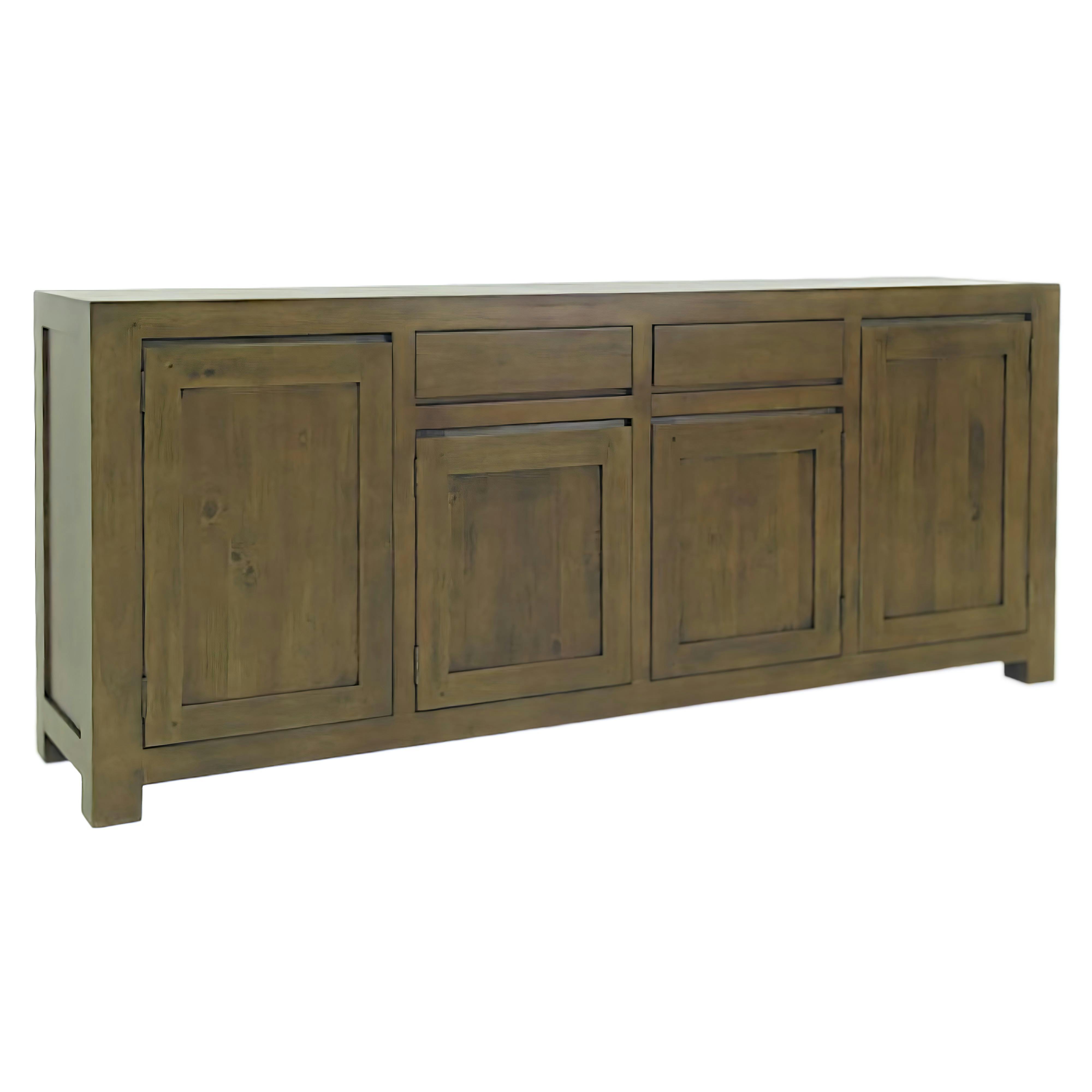 Bahut enfilade moderne exotique hévéa 4 portes 200cm OLGA