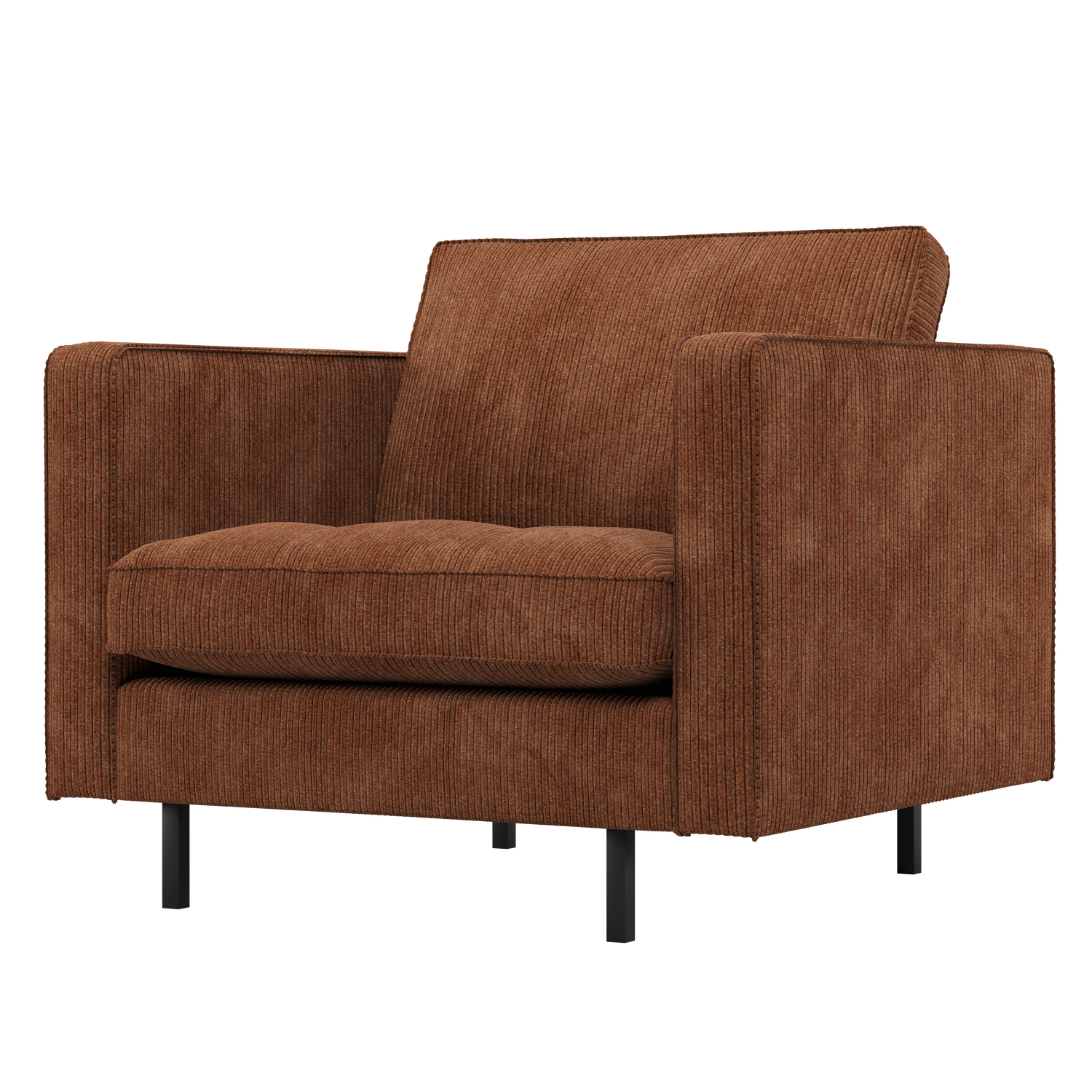 WOOOD classic fauteuil Rodeo - Ribstof - Roestbruin - 83x98x88
