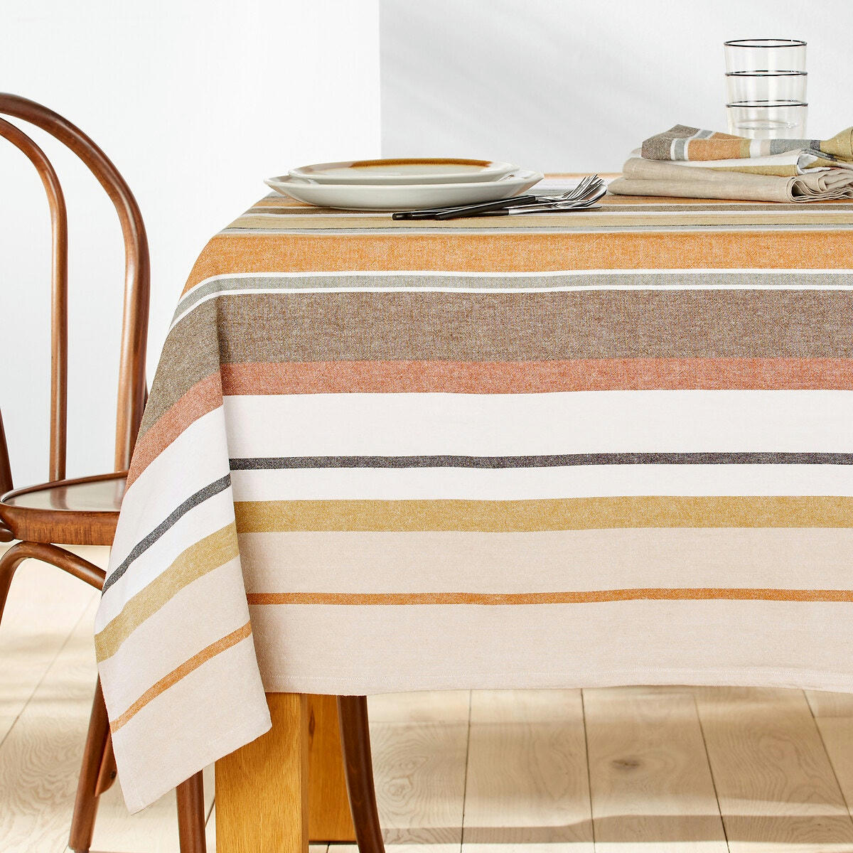 Nappe rayures coton bio tissé-teint, Antika