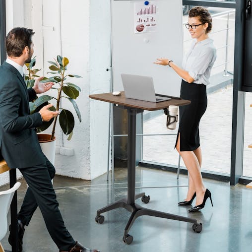 NNECW Mobile Height Adjustable Standing Desk with Anti-fall Baffle for Home/Office