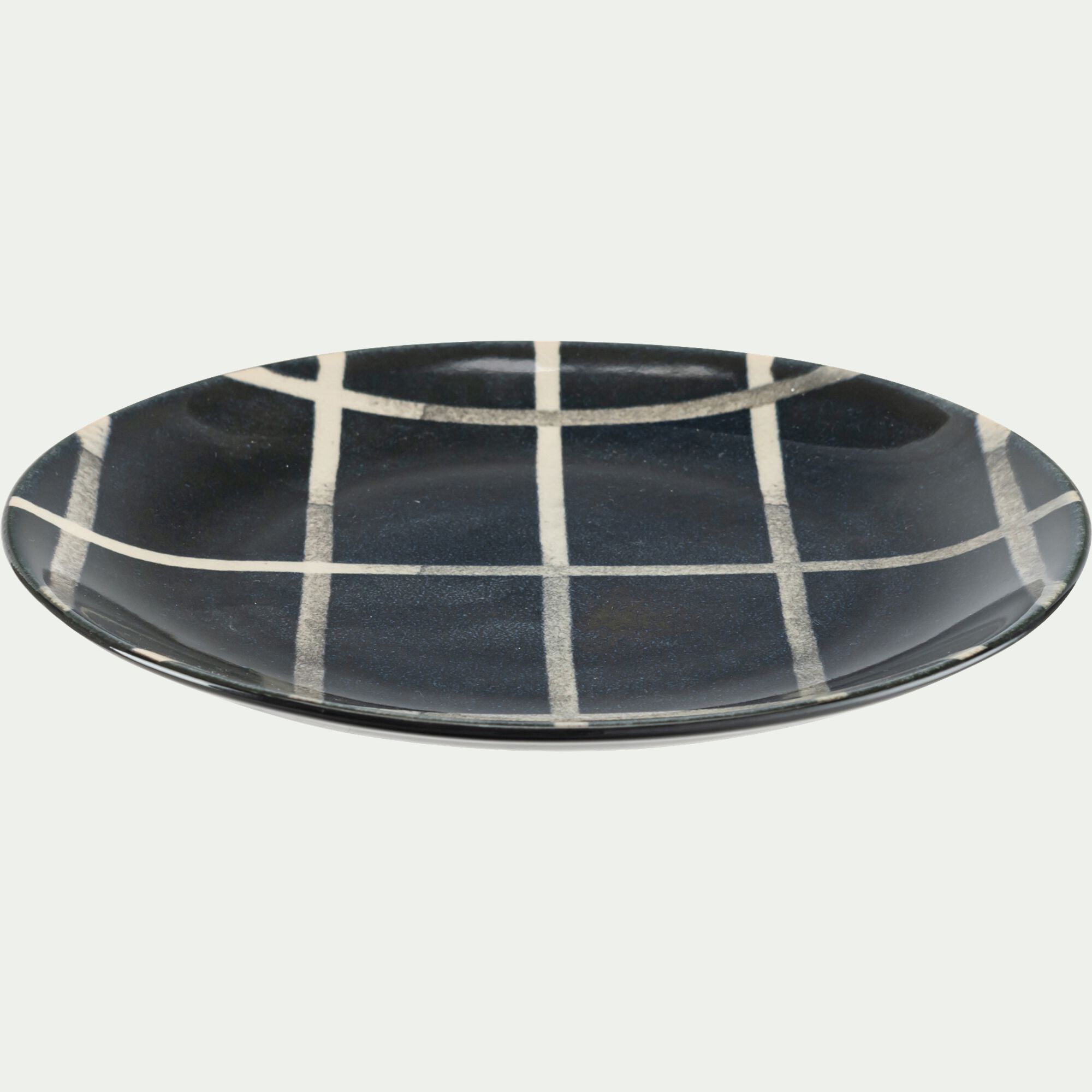 FRIA - Assiette à dessert rayée en grès D21,6cm - noir