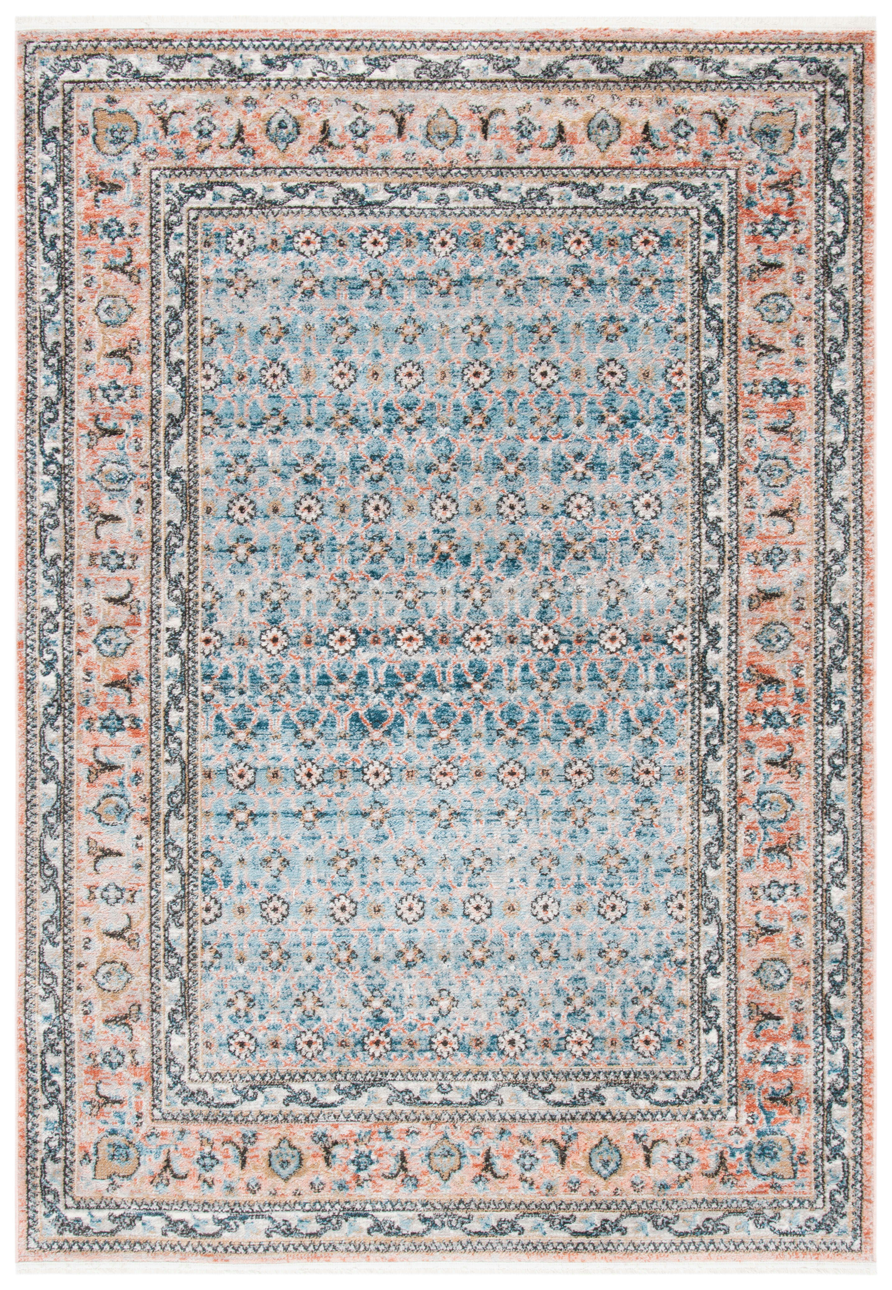 SHIVAN - Tapis de salon interieur en bleu & rose, 160 x 229 cm