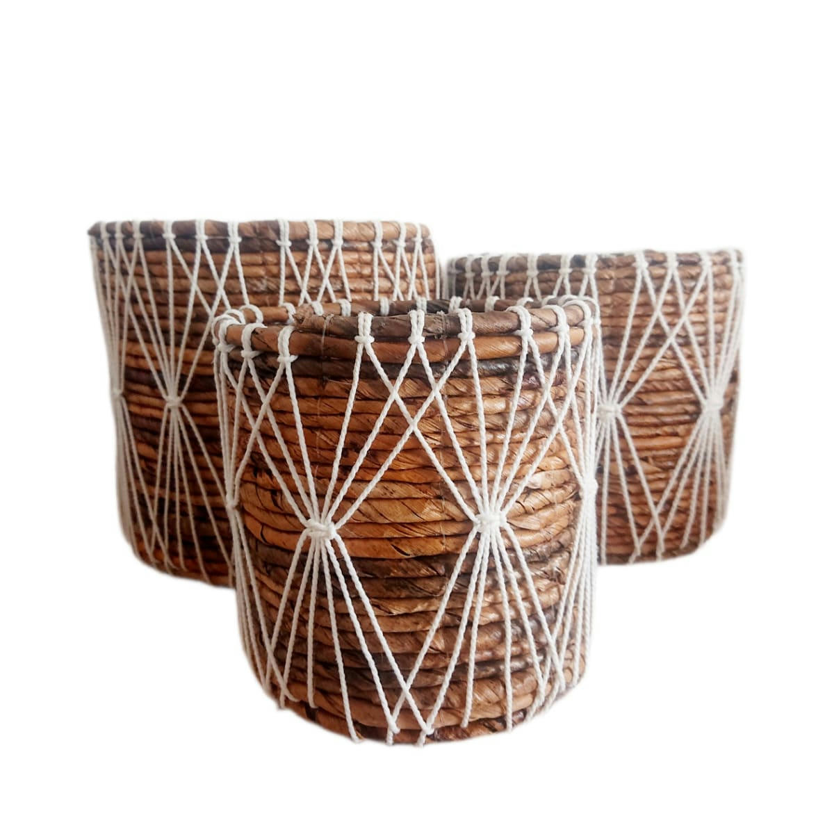 MARCY - Paniers en feuilles de bananier, marron lot de 3