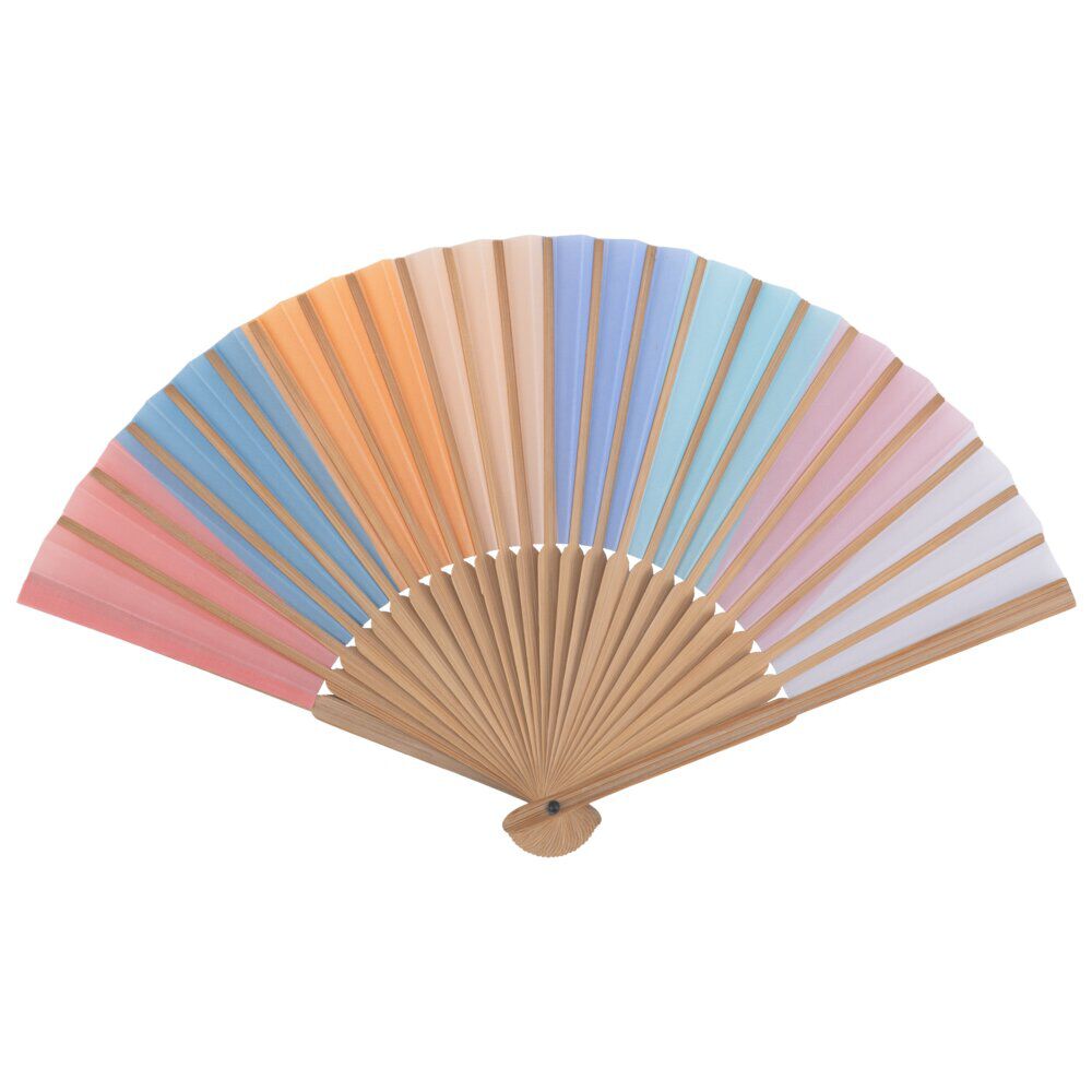 éventail bambou et polyester multicolore L37xH21cm