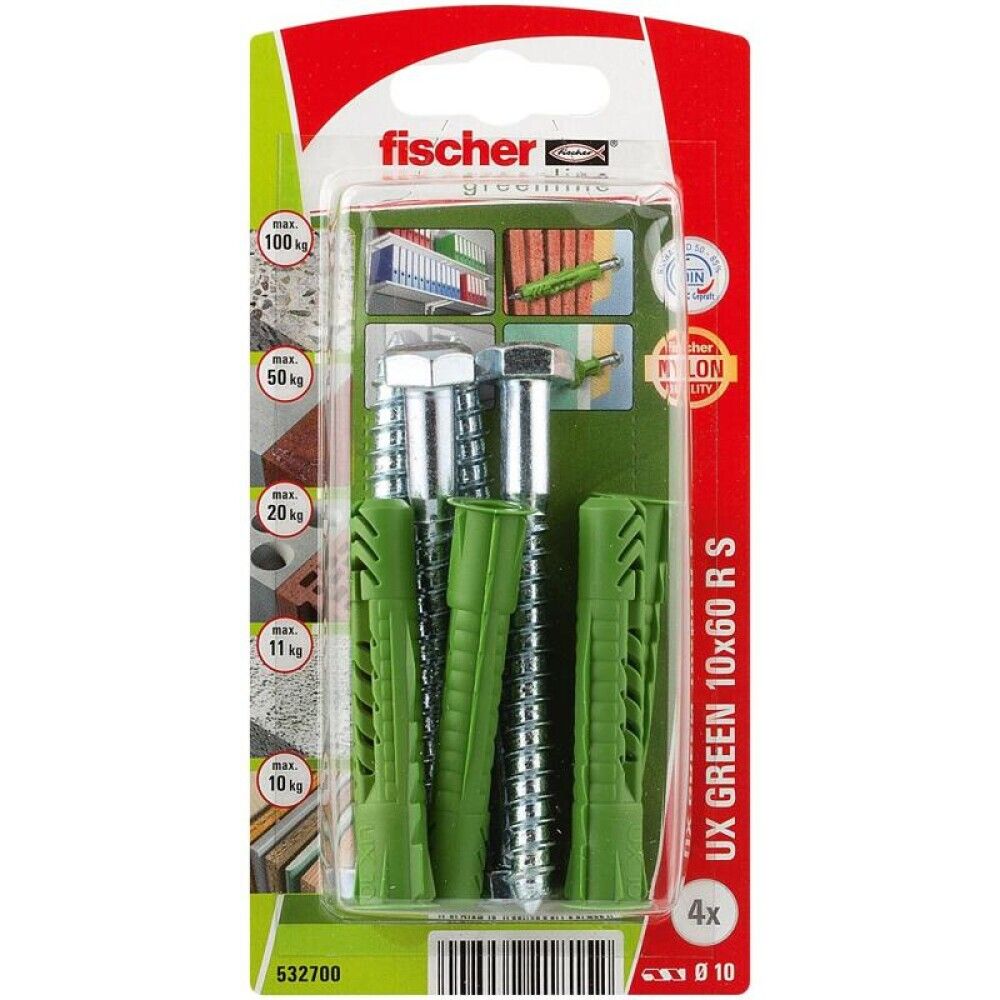 UNIVERSALPLUGG FISCHER UX 10X60 RS SKRUE 4STK