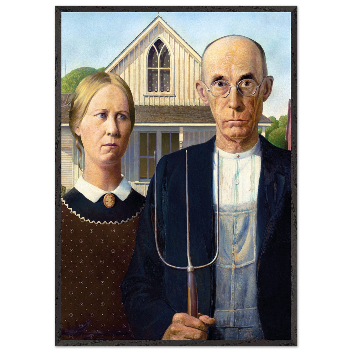 Artfulprints Poster met Lijst Grant Wood - American gothic  - 70x100 cm - Meerkleurig