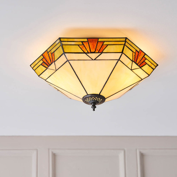 Plafon NEVADA art deco brązowy 2xE27x20W wym:16x40x40cm IP20 Tiffany