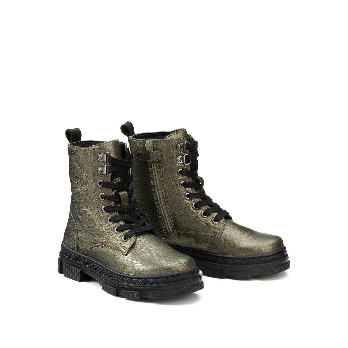 Bottines en cuir métallisé