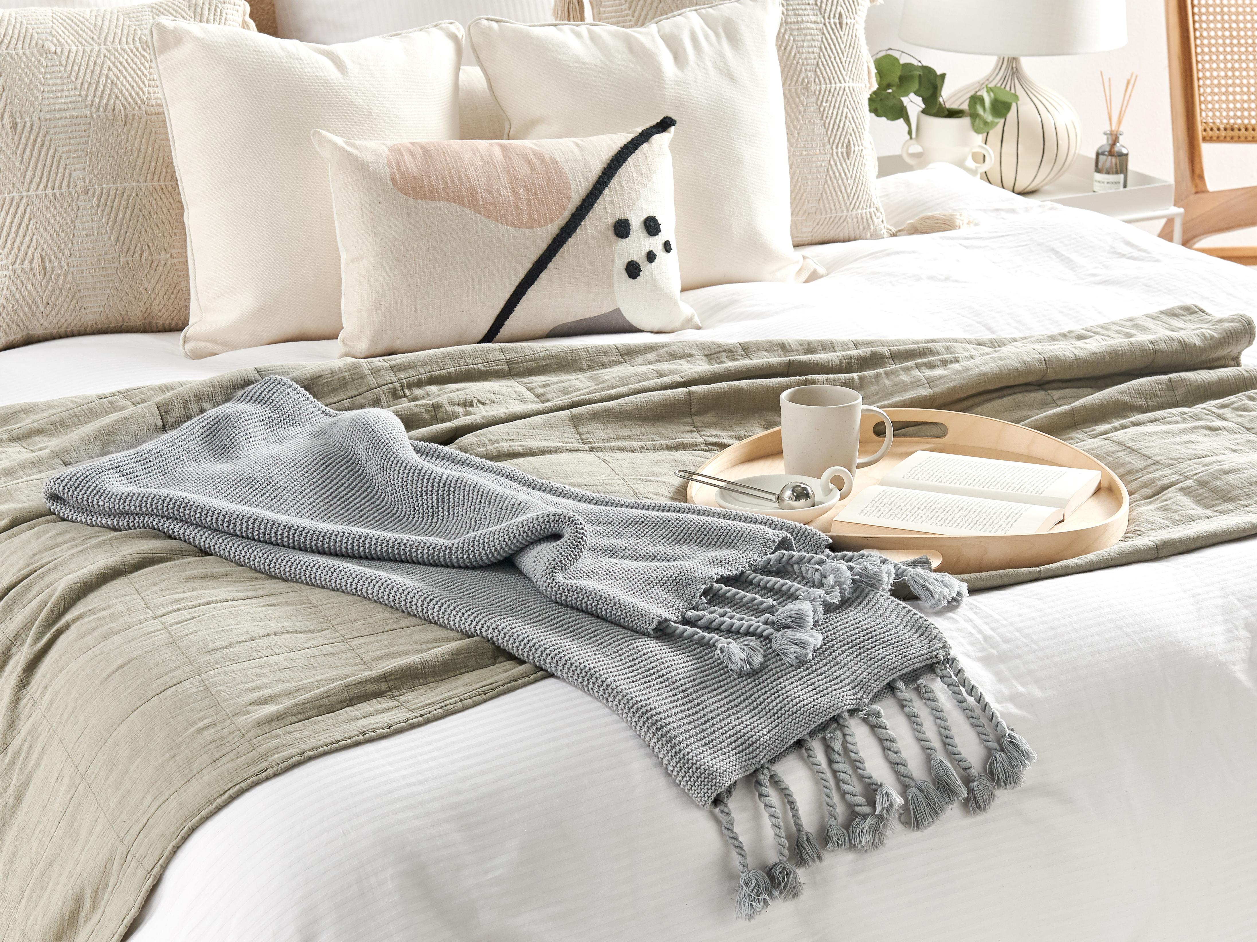 Blanket NAZILLI Cotton 125 x 150 cm Light Grey