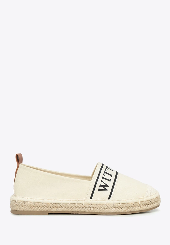 Damskie espadryle z lamówką z logo kremowe