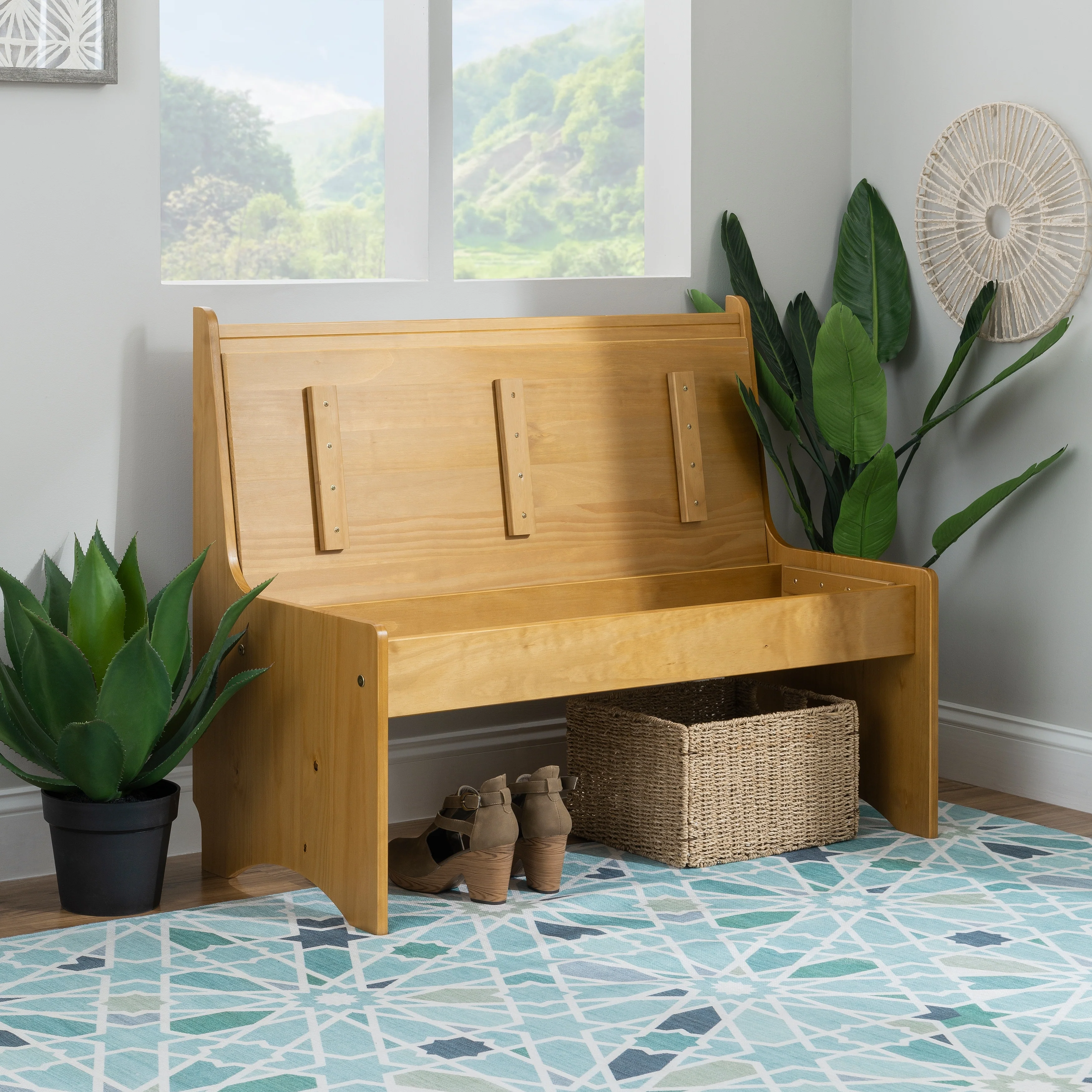 Beatty Rustic Large Back Rest Bench