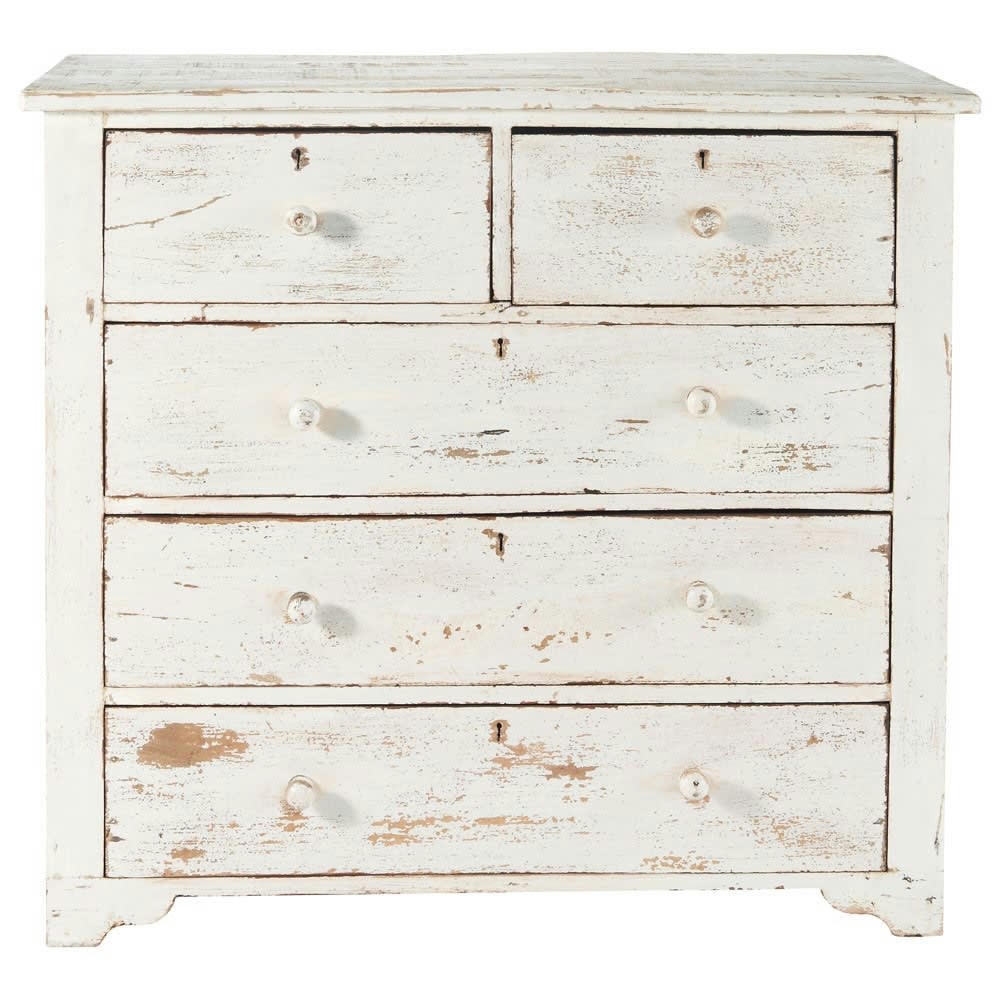 Avignon - Commode en manguier blanche effet vieilli L 94 cm
